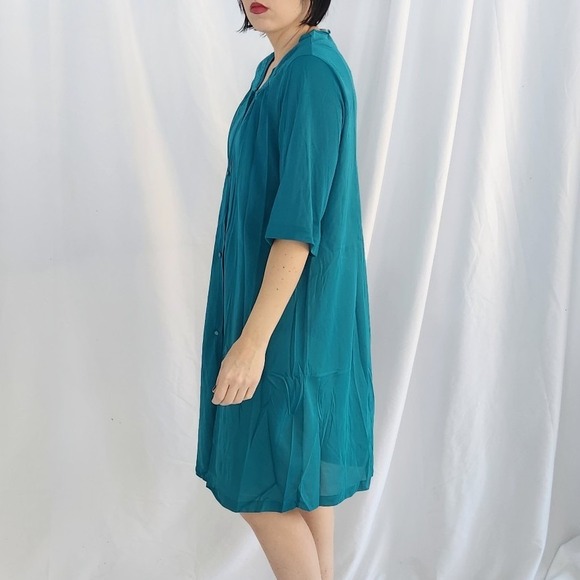 90s Teal Nylon Nightgown - Picture 2 of 4